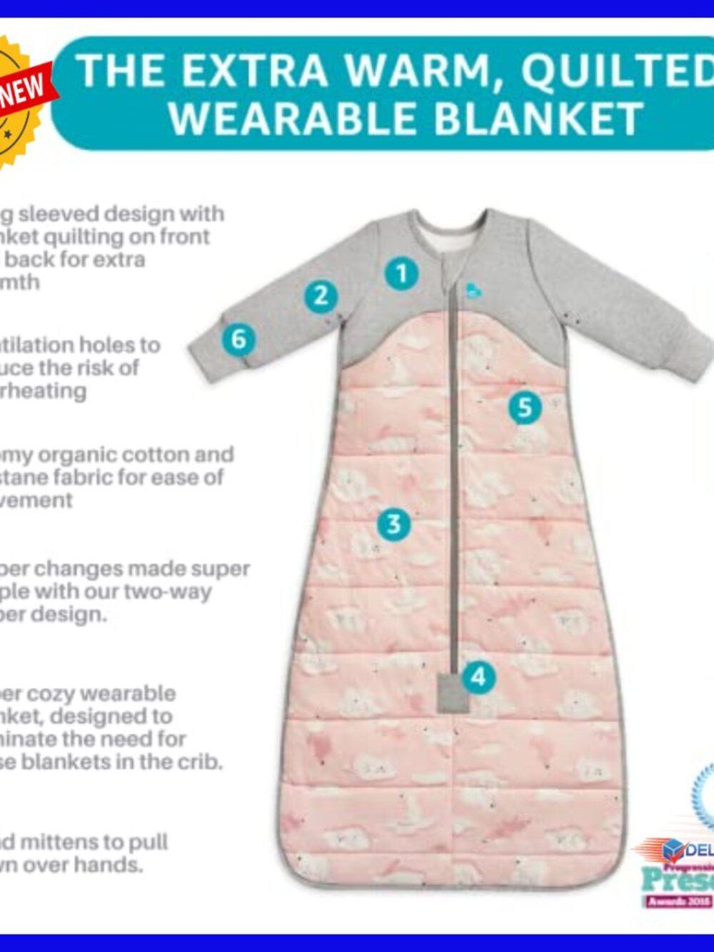 Extra Warm Baby Sleep Bag, 3.5TOG Wearable Blanket, 6-18 Months - Picture 3 of 6